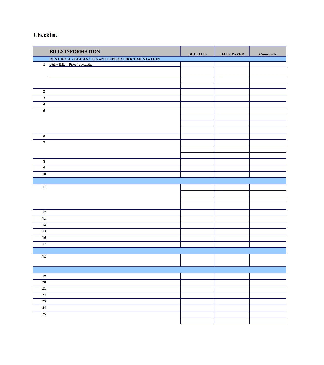 32 Free Bill Pay Checklists &amp; Bill Calendars (Pdf, Word &amp; Excel) with Free Printable Bill Payment Template