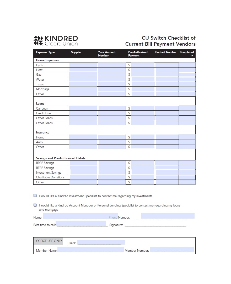 32 Free Bill Pay Checklists &amp; Bill Calendars (Pdf, Word &amp; Excel) with Monthly Bills Due List Printable