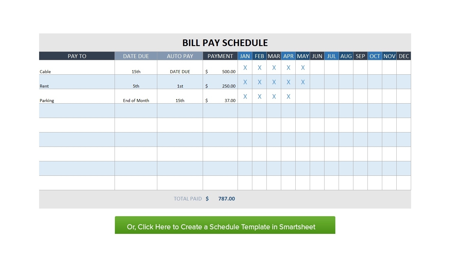 32 Free Bill Pay Checklists &amp; Bill Calendars (Pdf, Word &amp; Excel) with Salary And Bill Payment Schedule Template Printable