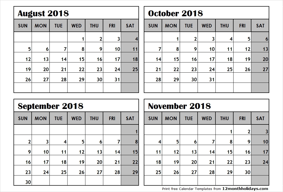 4 Month Calendar Template | Printable Calendar Templates 2019 inside 4 Month Blank Calendar Template