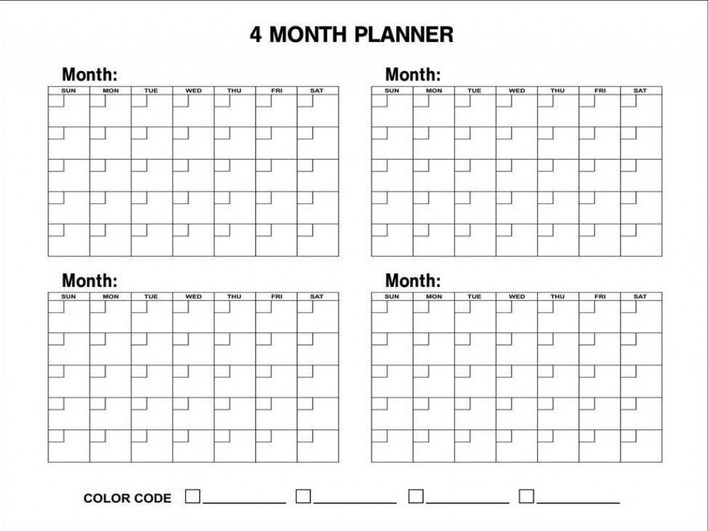 Blank Four Month Calendar Template