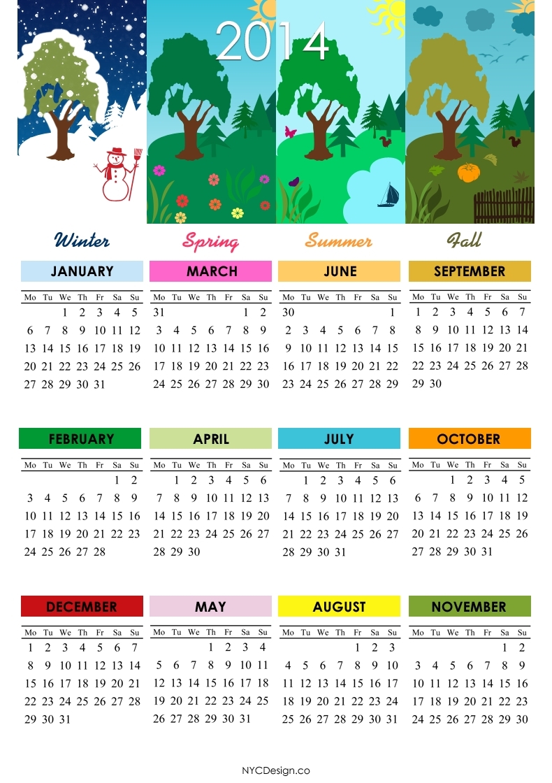 Blank 12 Month Seasonal Calendar