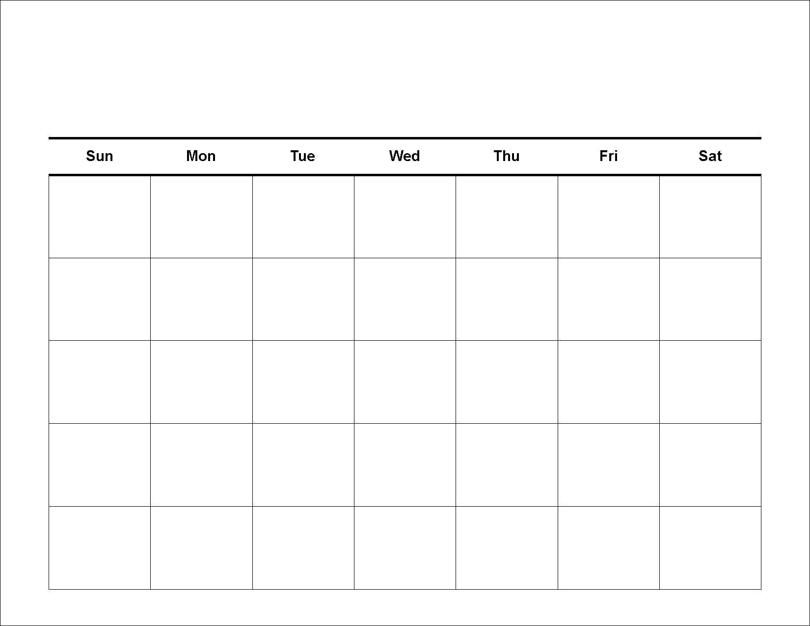 4 Week Blank Calendar Template