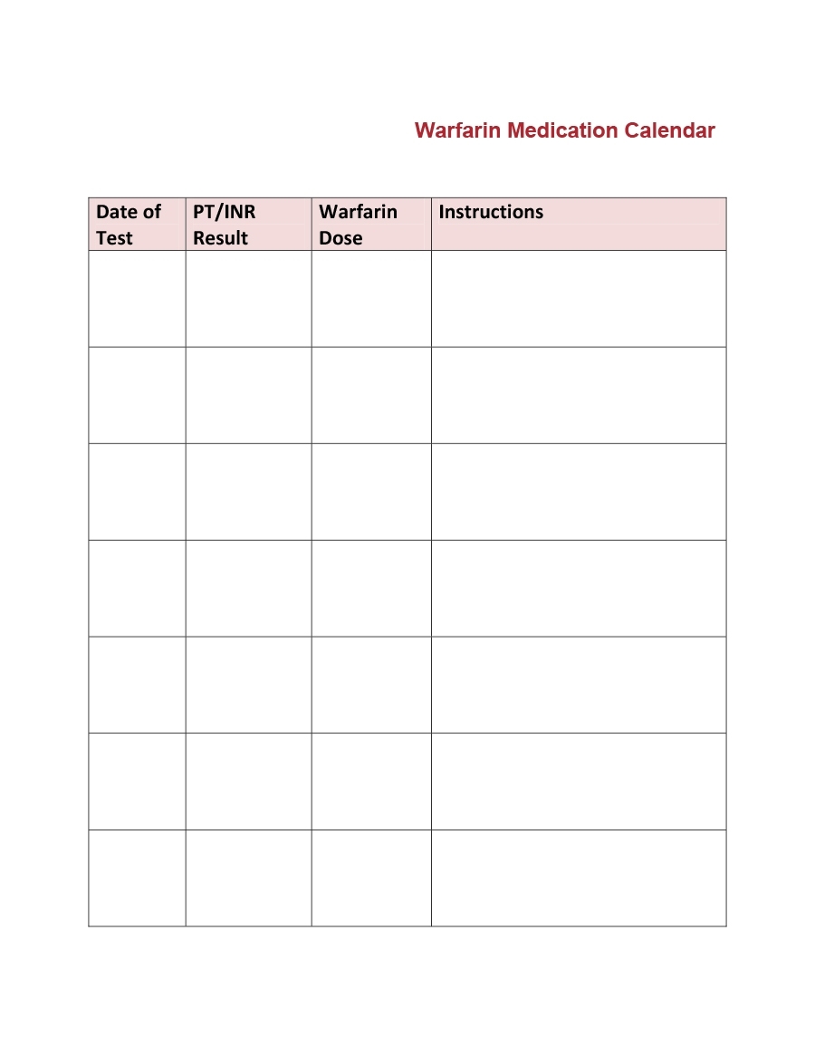 40 Great Medication Schedule Templates (+Medication Calendars) throughout Printable 30 Day Medication Sheet
