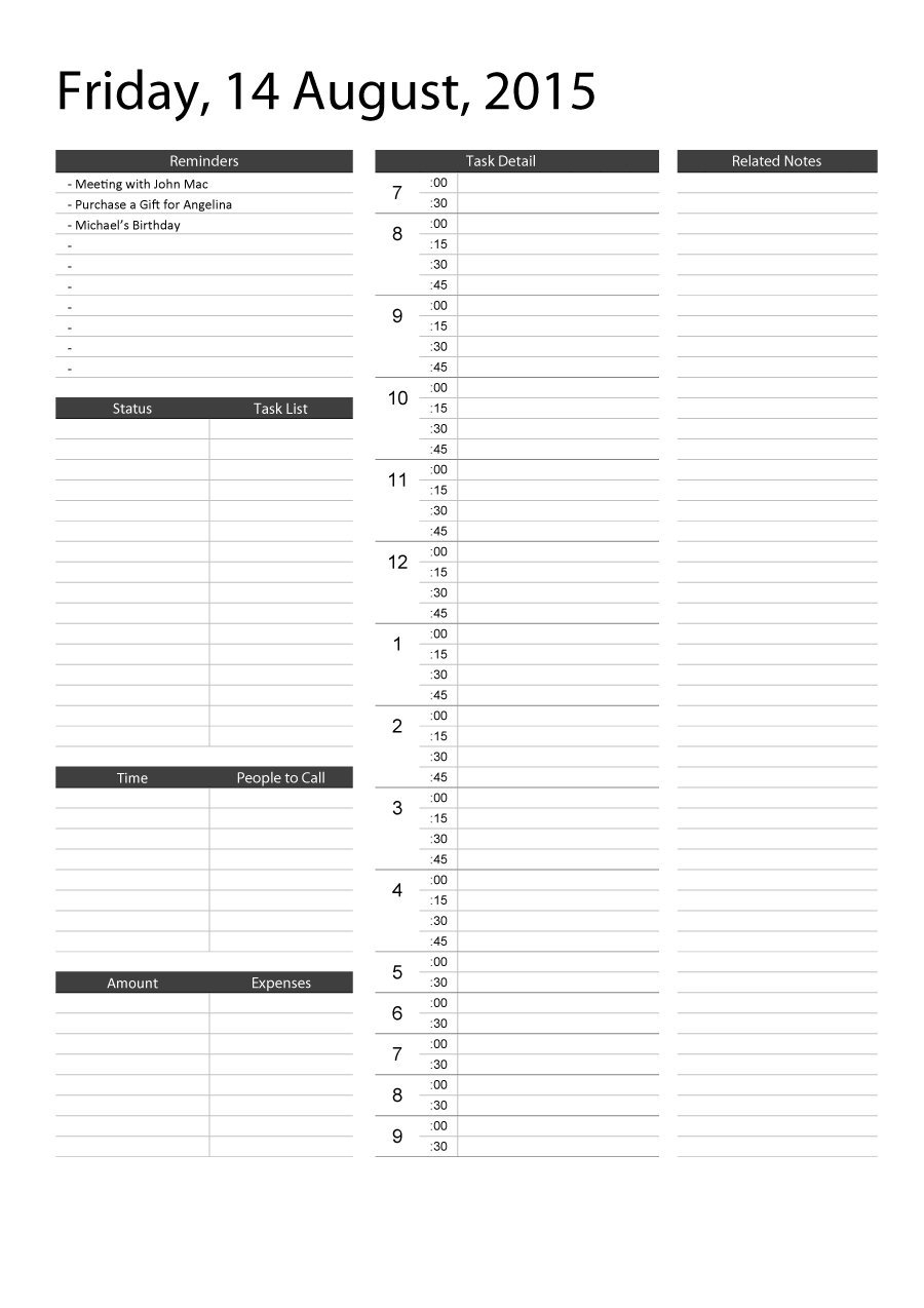 40+ Printable Daily Planner Templates (Free) ᐅ Template Lab with regard to Printable Daily Schedule With Time
