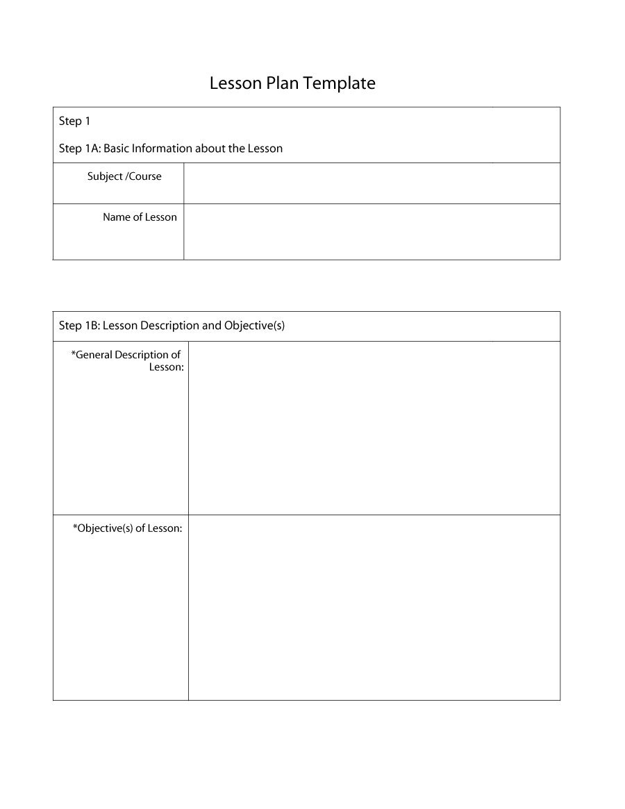 44 Free Lesson Plan Templates [Common Core, Preschool, Weekly] with Basic Lesson Plan Template Printable