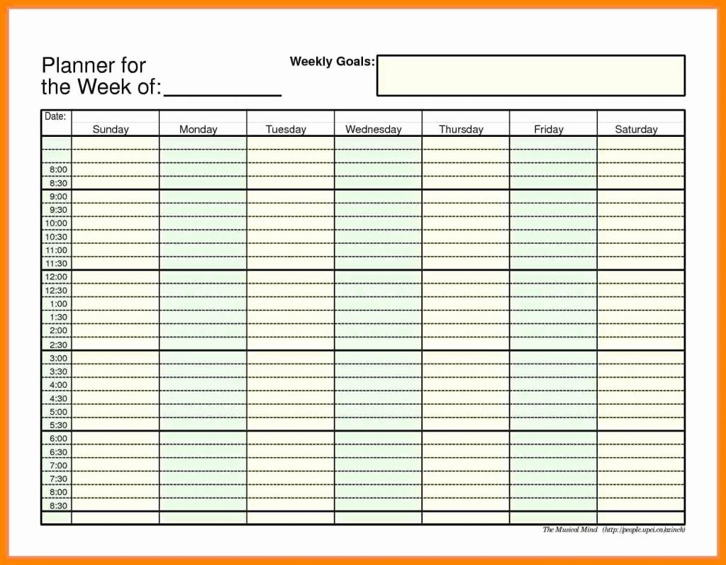 45 Weekly Calendar With Time Slots Weekly Calendar Template 2018 pertaining to Calendar With Time Slots Printable