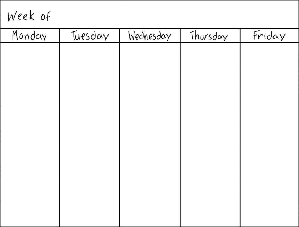 5 Day Week Monthly Calendar Templates