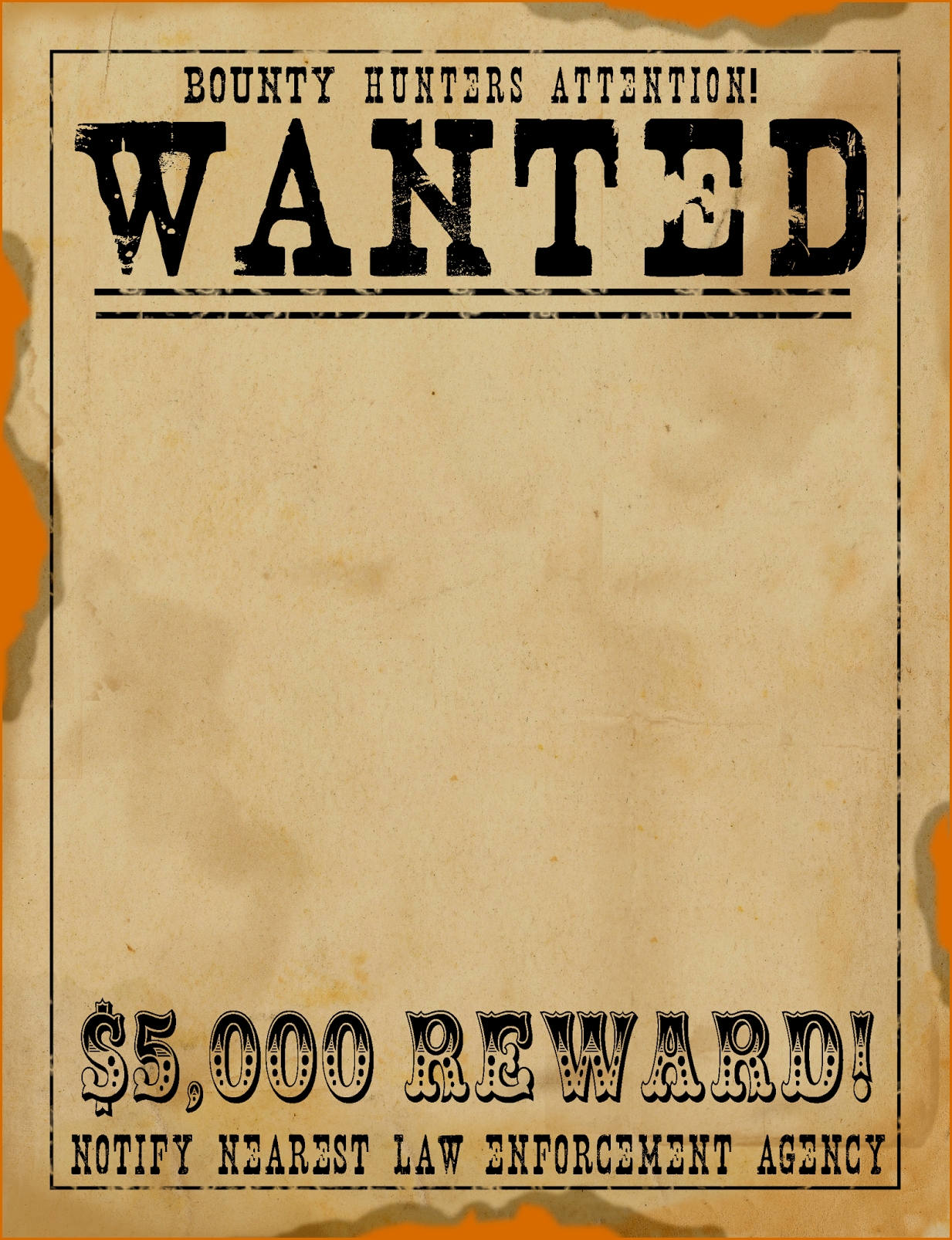 Free Printable Wanted Poster Template