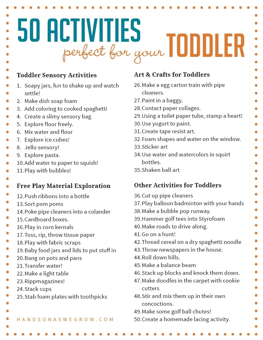 50 Activities For Toddlers From Hands On As We Grow intended for Daily Summer Activities For Preschoolers