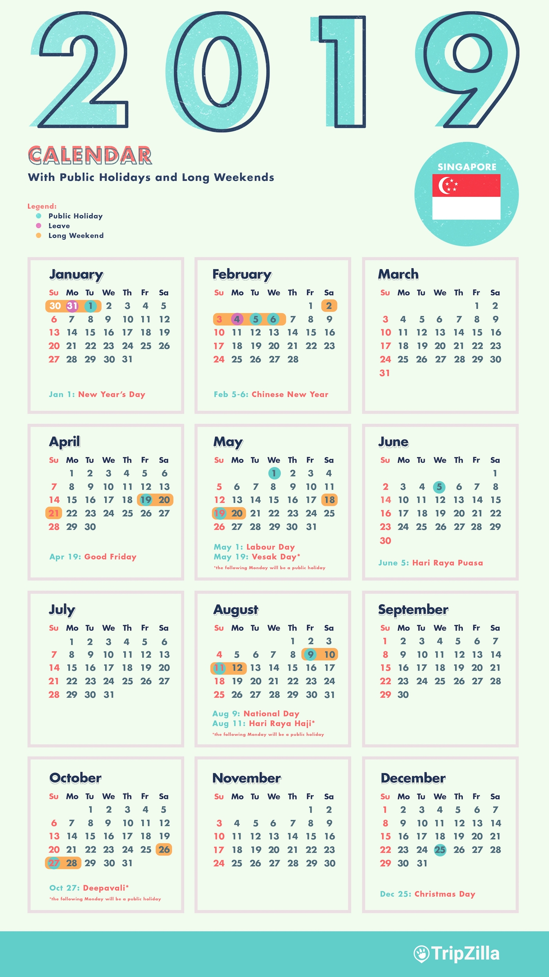 6 Long Weekends In Singapore In 2019 (Bonus Calendar &amp; Cheatsheet) for National Days Of The Month June