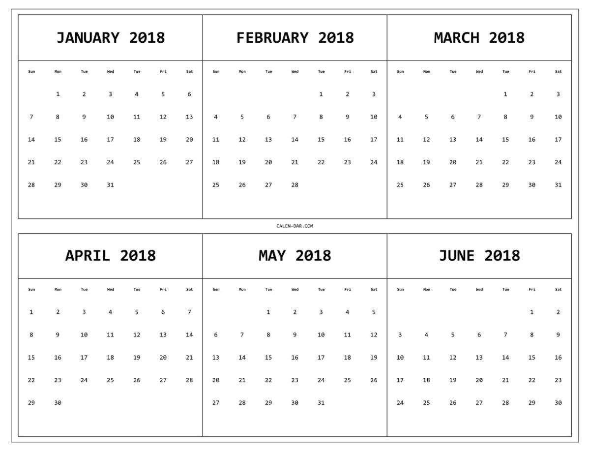 6 Month One Page Printable Calendar 2018 Maxcalendars Pinterest regarding 3 Months In One Calenadar