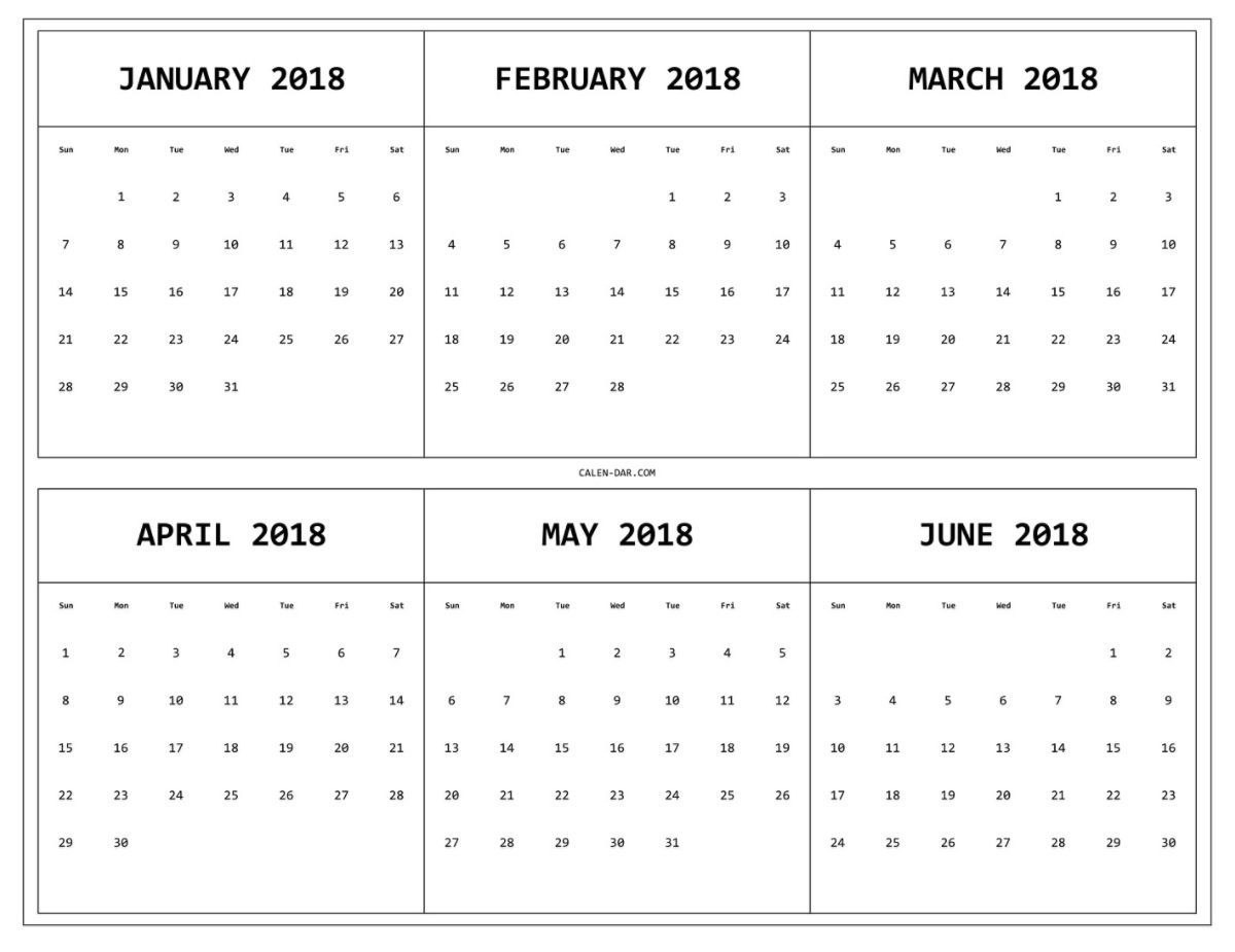 6 Month One Page Printable Calendar 2018 Maxcalendars Pinterest within Pinterest 3 Month Calendar Print Out