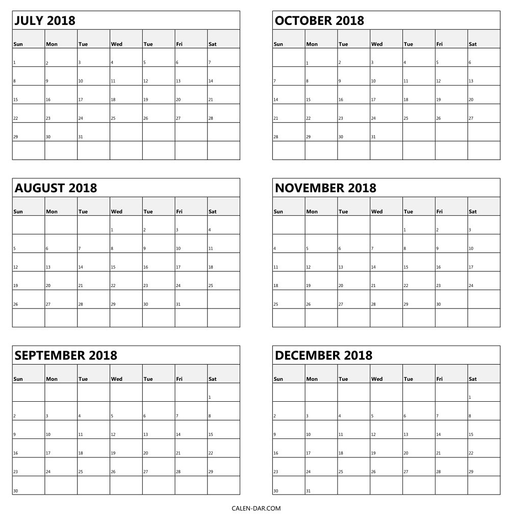 6 Month Printable Calendar Printable Calendar Templates 2018 At Six within Printable Calendar 6 Months Per Page