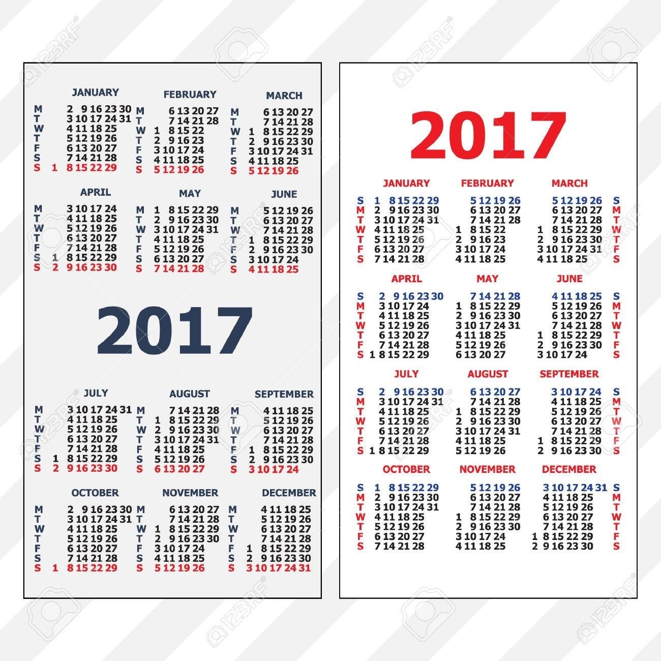 61835390 2017 Pocket Calendar Template Calendar Grid Vertical throughout Grid Of 31 Days Image