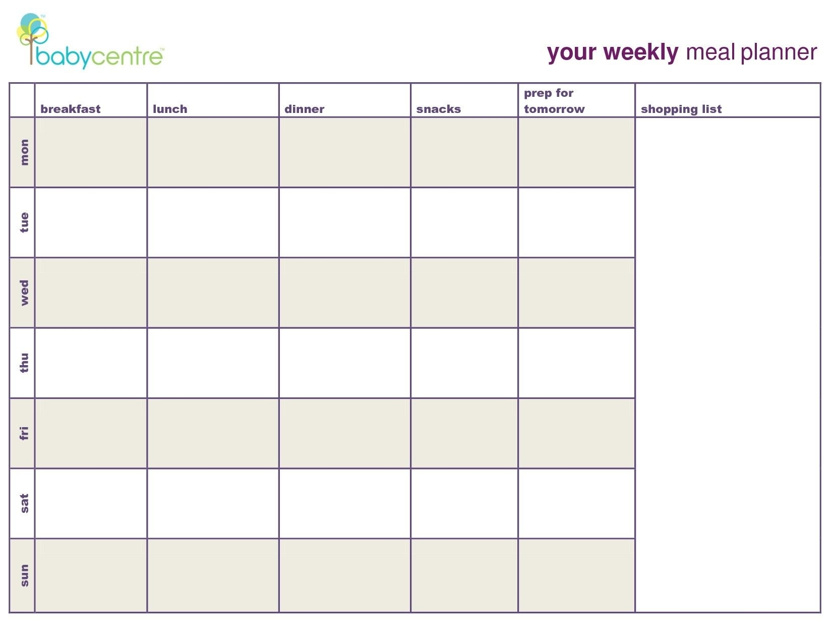 7 Day Menu Planner Template Awesome Meal Planning Calendar Template intended for 7 Day Meal Planner Template