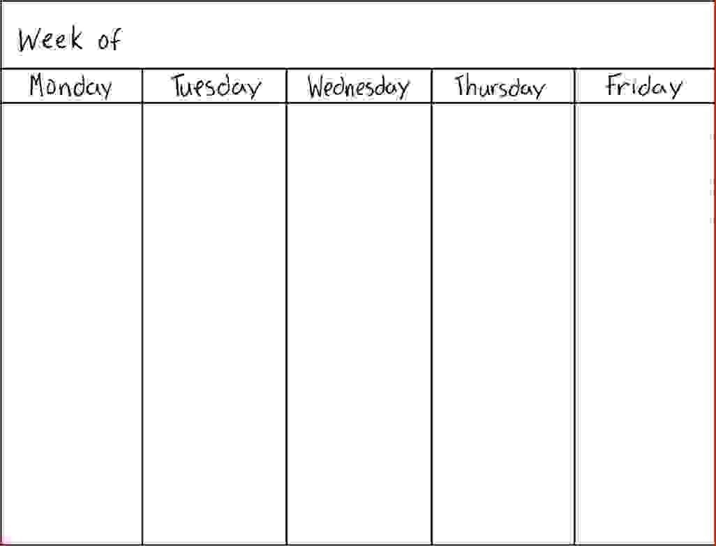 7 Day Weekly Calendar Printable