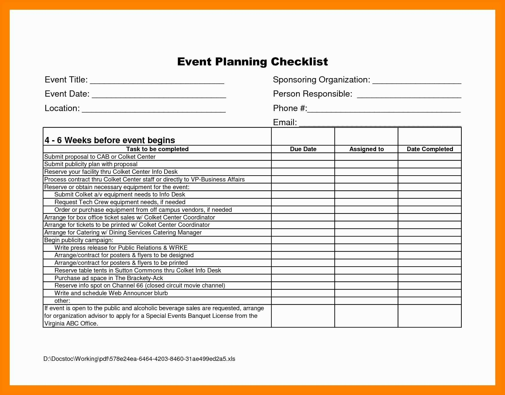 8+ Event Management Checklist Excel | Business Opportunity Program pertaining to Run Of Event Event Plan Template In Excel