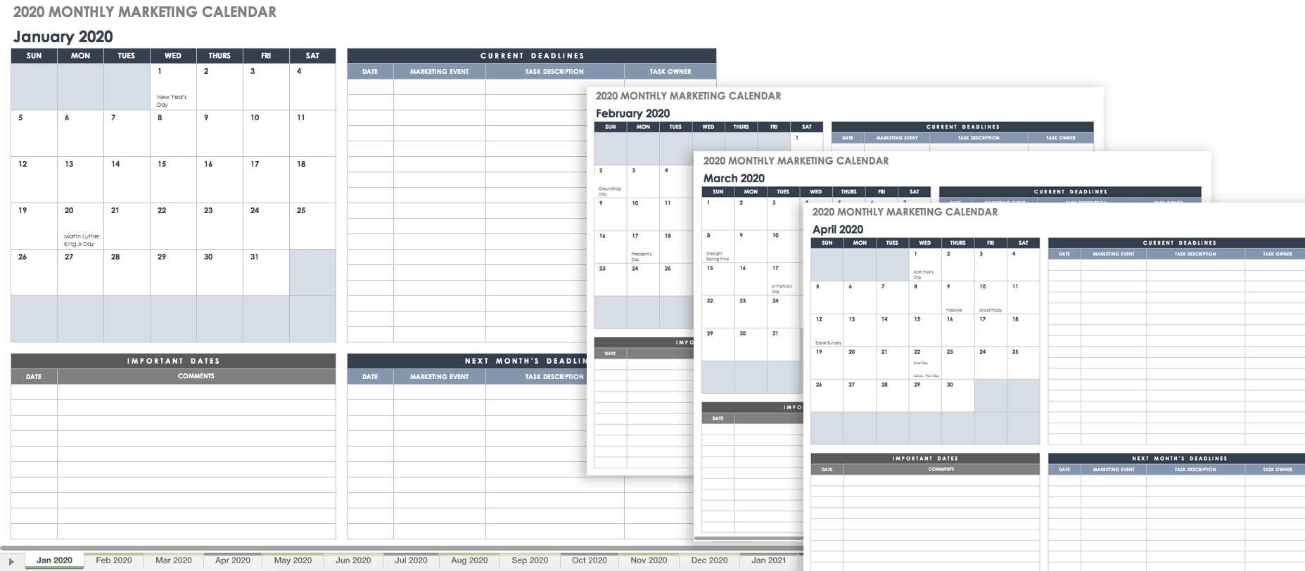 9 Free Marketing Calendar Templates For Excel - Smartsheet regarding Action Time And Calendar Templates