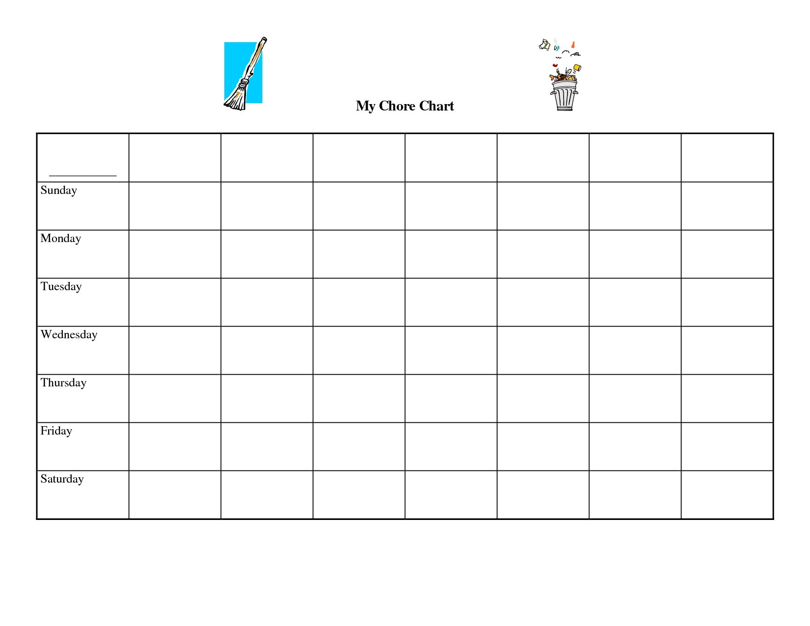 9 Images Of Free Printable Blank Chart Templates | Printables - Lots with Printable Monday To Sunday Chart