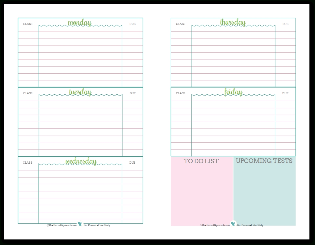 Academic Weekly Calendar - Hashtag Bg with 5X8 Calendar Planner Templates Printable