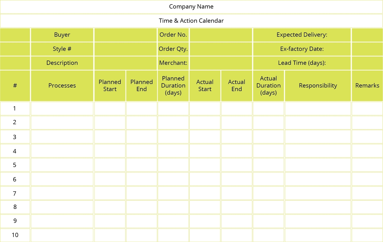 Action Time And Calendar Templates