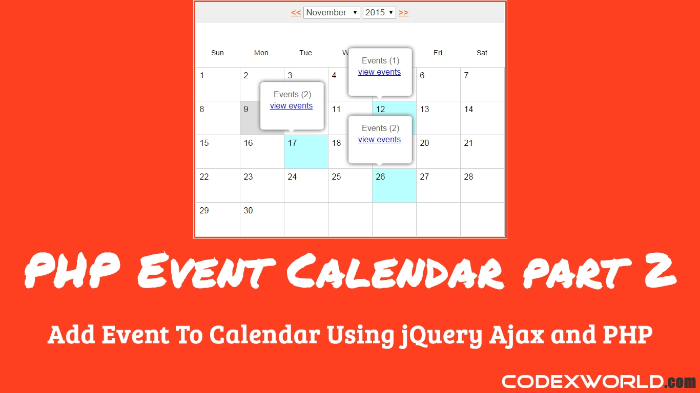 Add Event To Calendar Using Jquery, Ajax And Php | Php | Web with regard to Set Up An Event Calendar