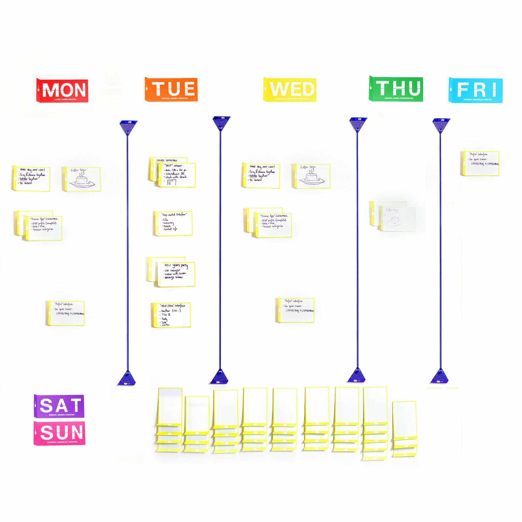 Agile Weekly Planner Board Set For Agile Teams To Imrove Team Engagement pertaining to 3 Week Task Planner Whiteboard