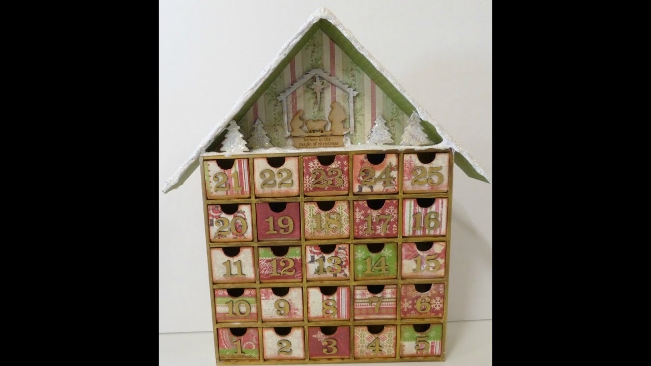 Altered Advent Calendar House Shadow Box:christmas Count Down - Youtube for Wooden Shadow Box Advent Calendar