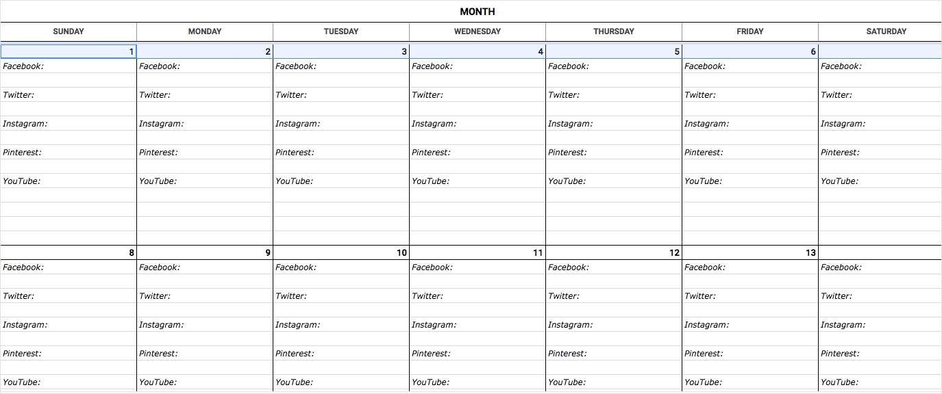 An Epic Social Media Content Calendar For 2019 (Template) with regard to Social Content Calendar Template Monthly