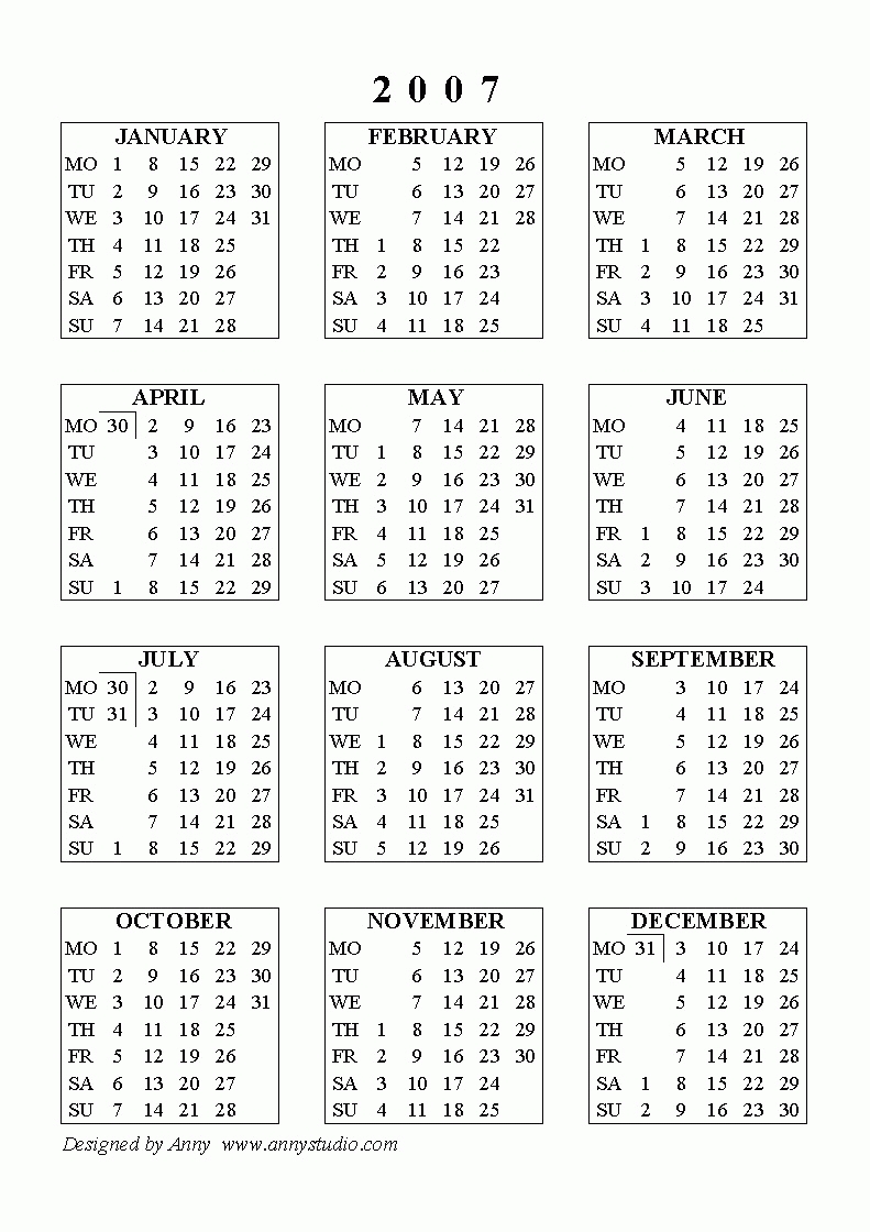 April 16 2007 Calendar | Jcreview within 2007 Calendar With Holidays Printable
