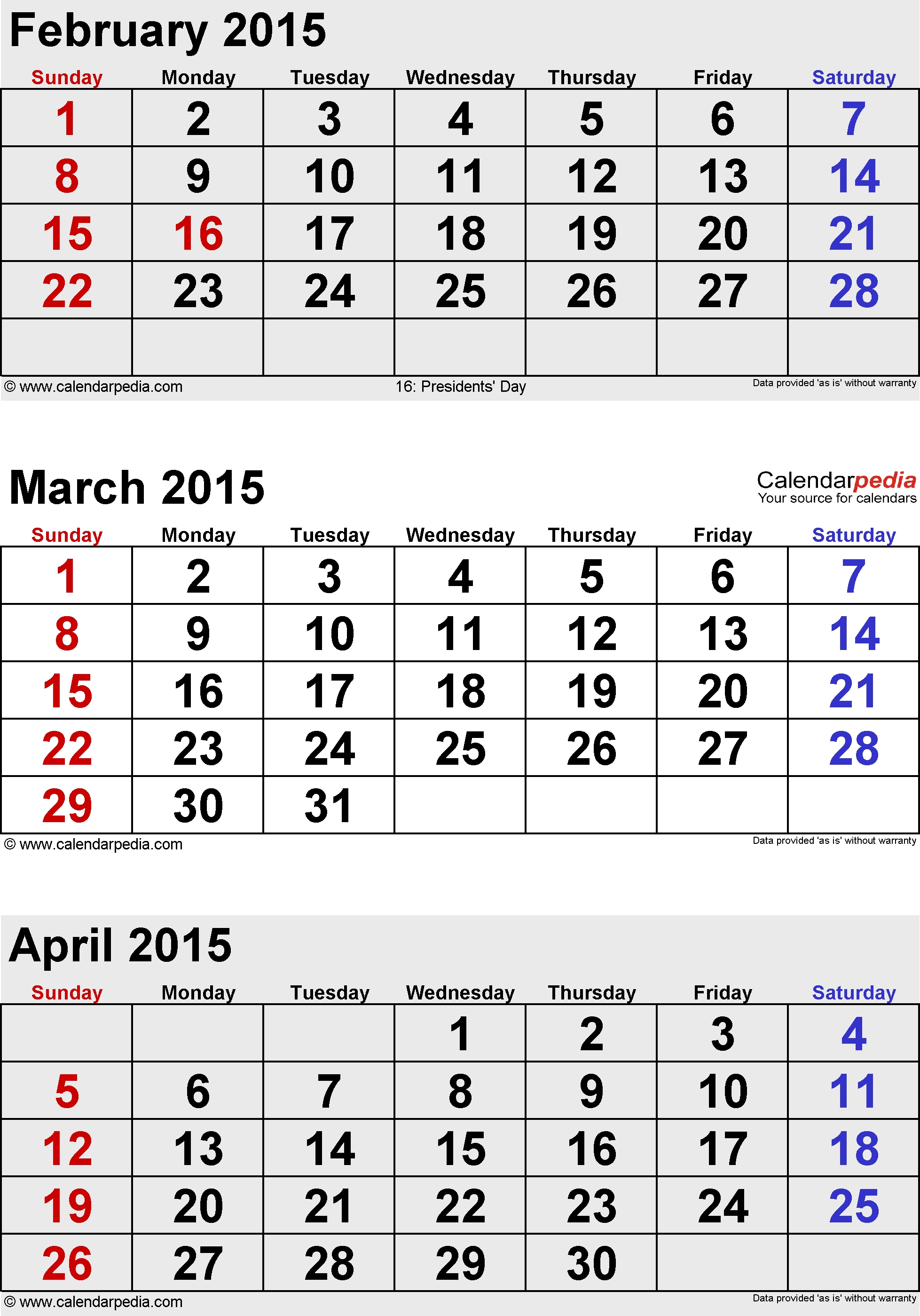 April 2015 Calendars For Word, Excel &amp; Pdf within Sep Thru December 2015 Calendar Templates