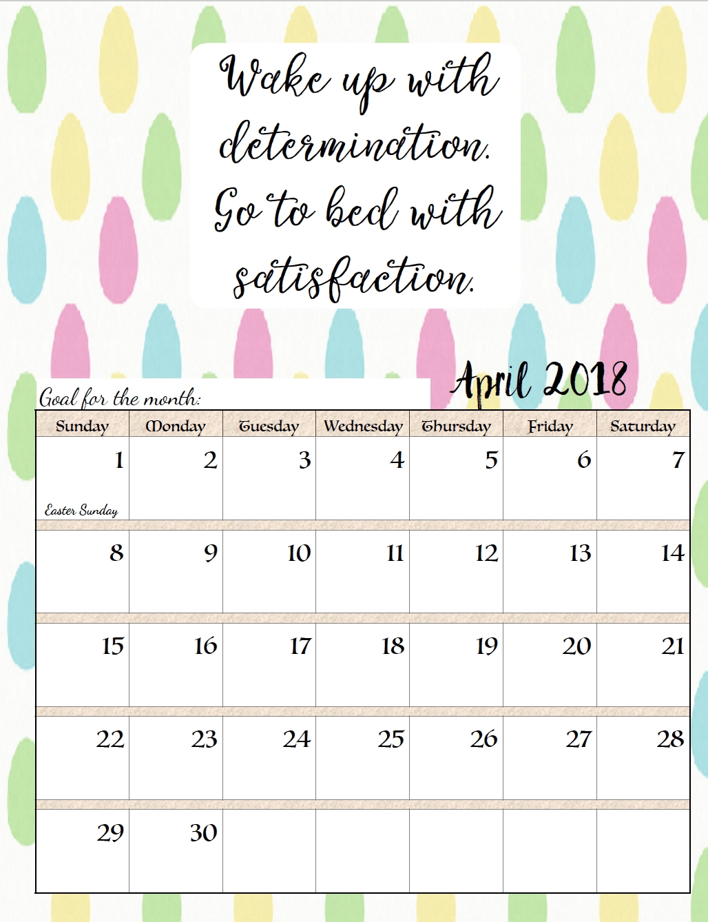 April 2018 Calendar With Motivation Quotes | 2018 Calendars within Monthly Calendar - Vacation Themed