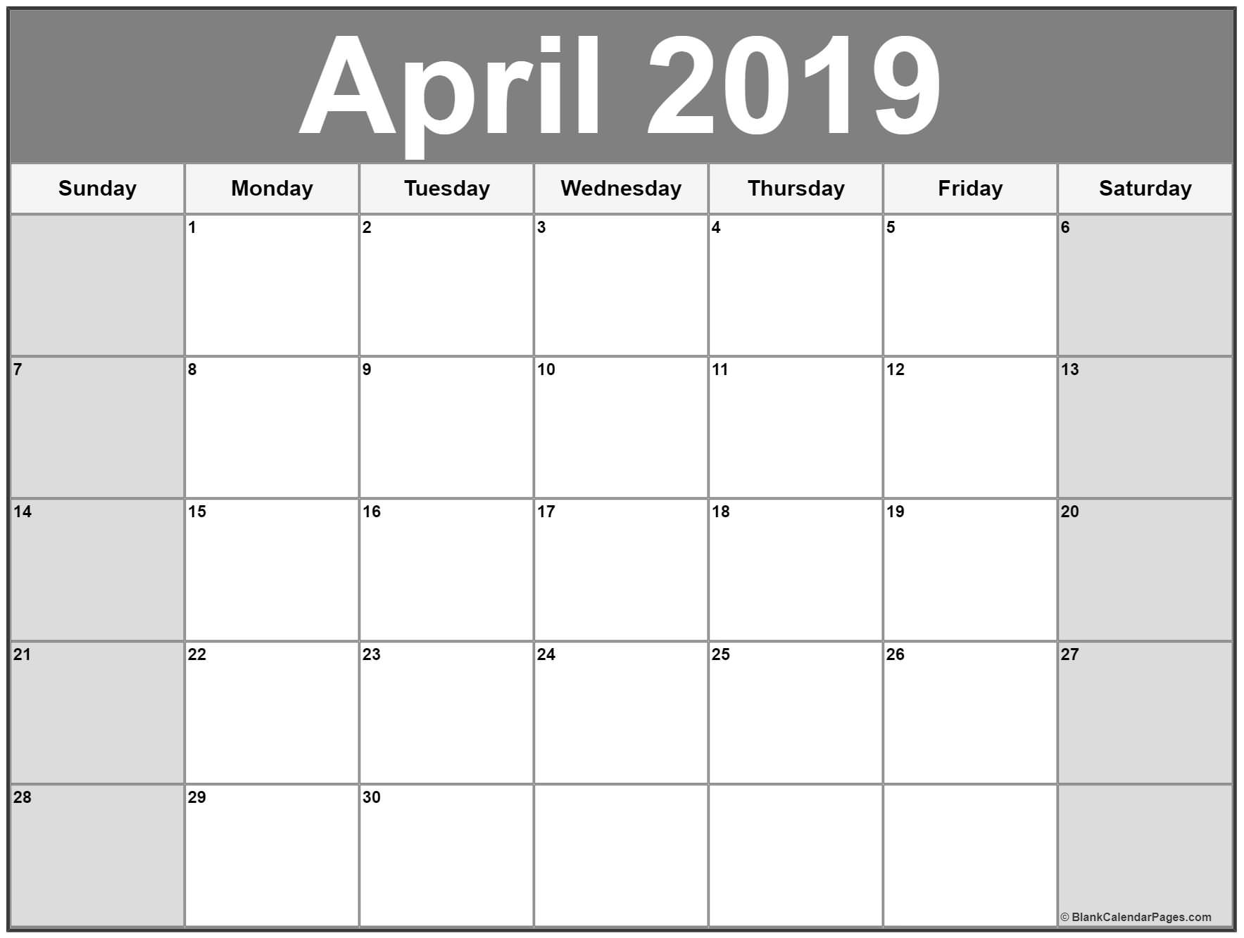 April 2019 Calendar | Free Printable Monthly Calendars with Pregnancy Calendar April To January Organizer