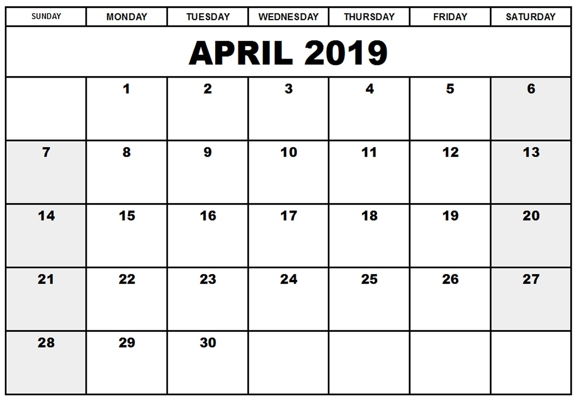 April 2019 Printable Calendar Templates - Free Blank, Holidays for Free Blank Calendar Templates To Print