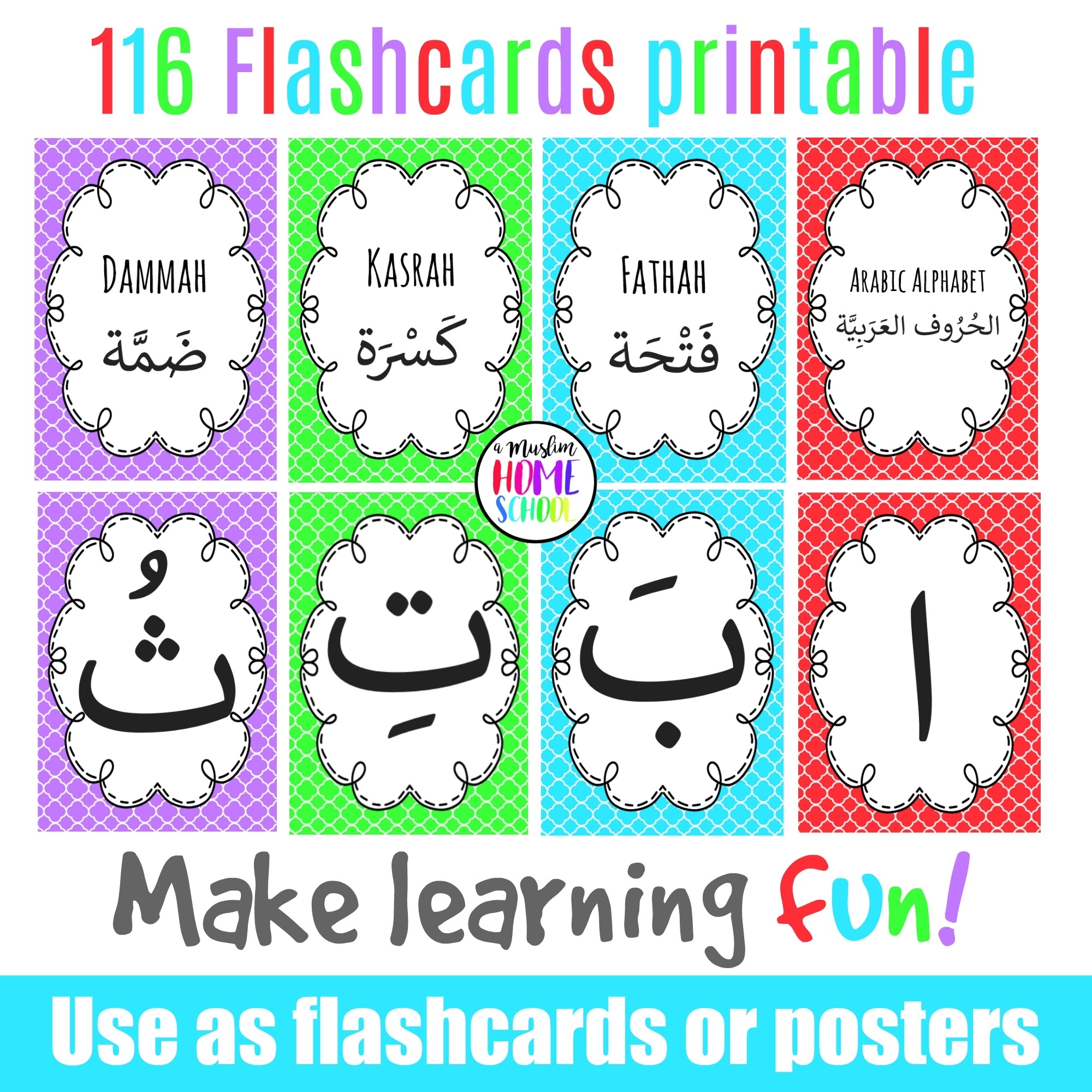 Arabic Alphabet Poster Flashcards - Makkah Centric Education intended for Arabic Printable Days Of The Week