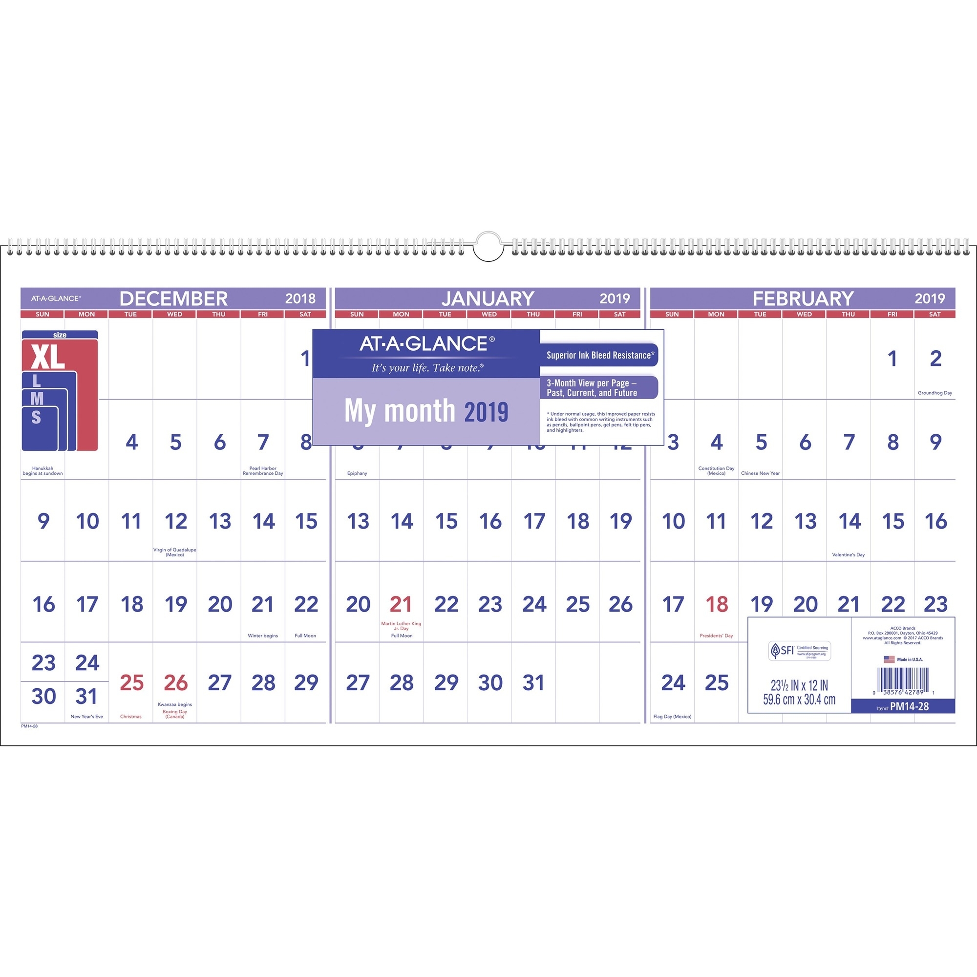 At-A-Glance 3-Month Horizontal Wall Calendar - Yes - Quarterly - 1.2 regarding Calender For Last 3 Months