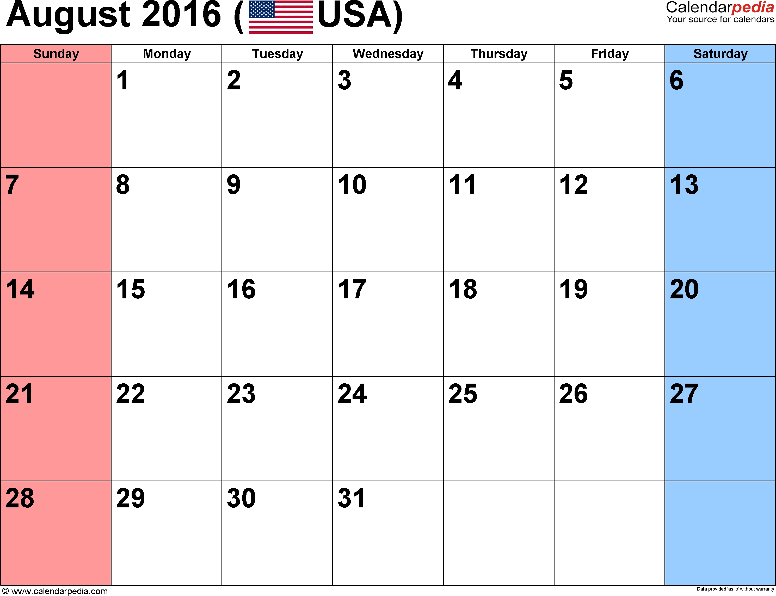 August 2016 Calendars For Word, Excel &amp; Pdf for Small Calender For July And Agust