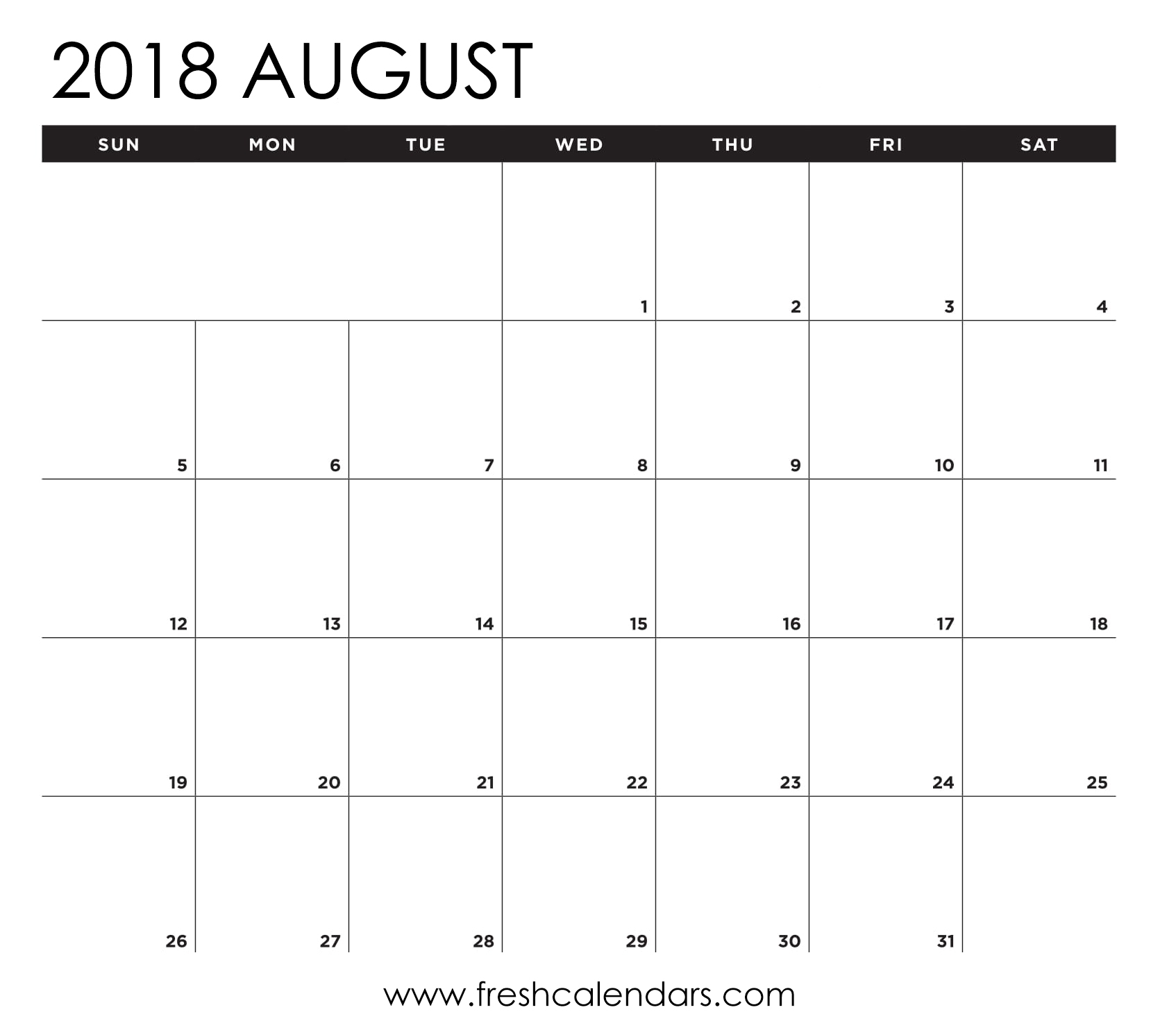 August 2018 Calendar Printable - Fresh Calendars with Month Of August Calendar With Lines