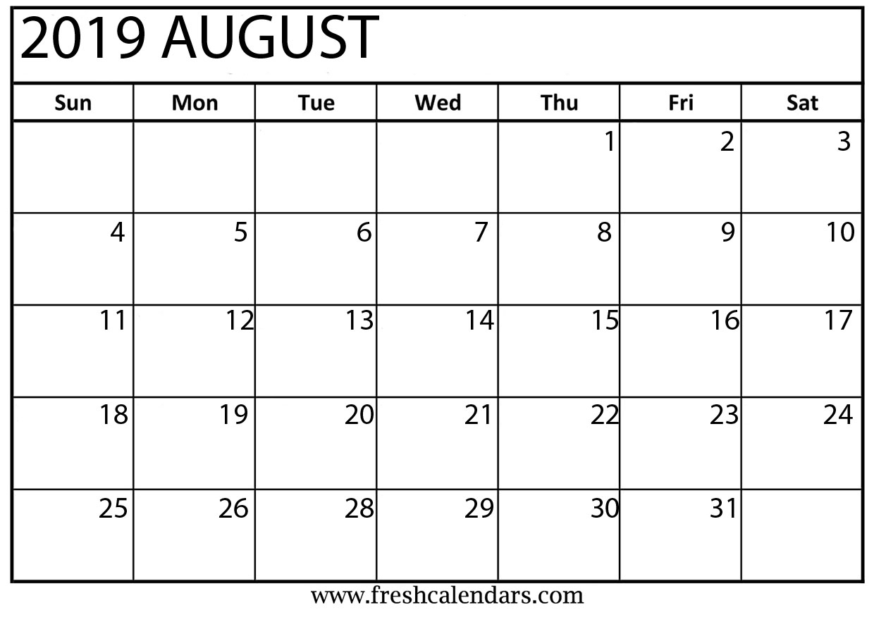 August 2019 Calendar Printable - Fresh Calendars intended for Picture Of August On Calendar