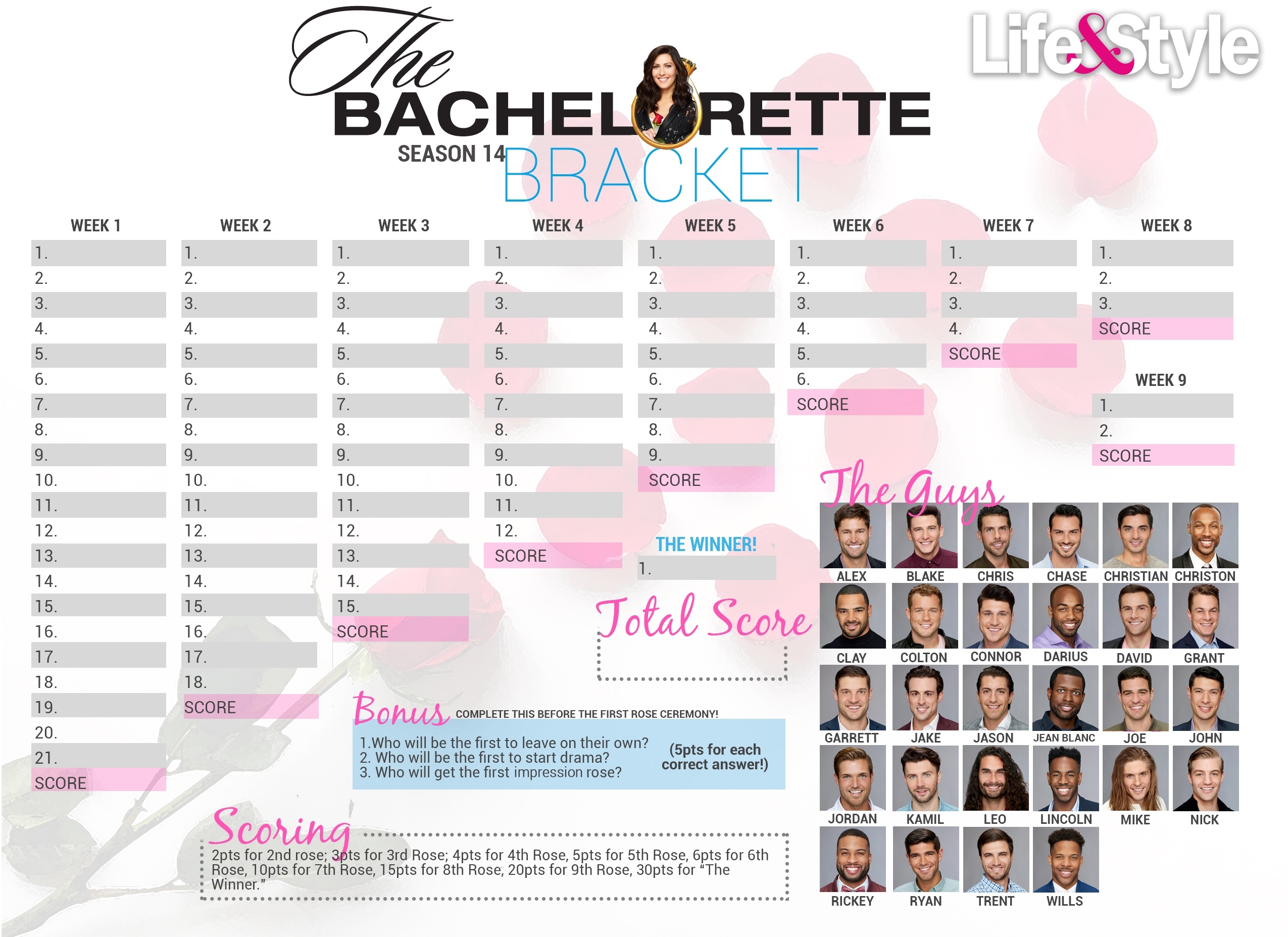 Bachelorette Bracket 2018 — Download, Print Before The Premiere pertaining to Bachelorett Fill In Blank Templets