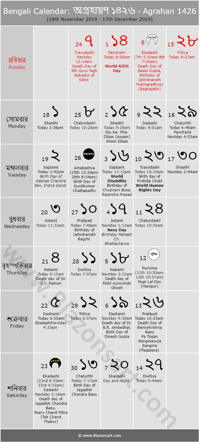 Bengali Calendar - Agrahan 1426 : বাংলা কালেন্ডার pertaining to Bangla Calendar Of 2015 Of October