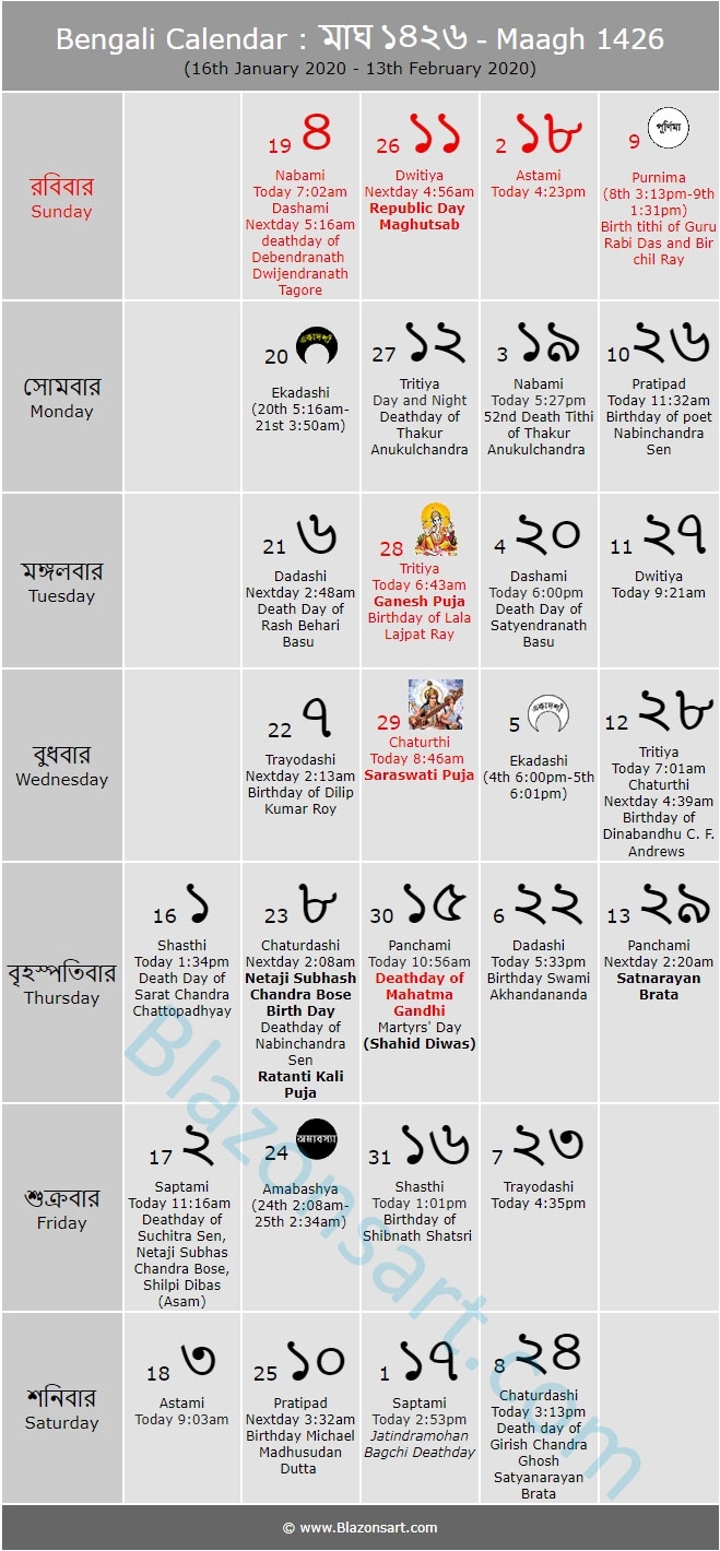 Bengali Calendar - Maagh 1426 : বাংলা কালেন্ডার with Bengali Calander Pic This Year Free Pic Downlode