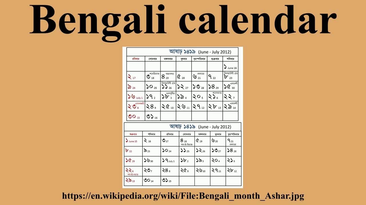 Bengali Calendar - Youtube intended for 1996 August 29 Malayalam Calendar