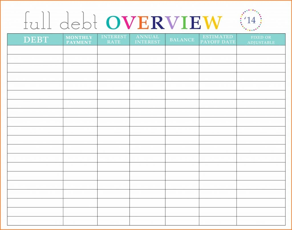 Blank Monthly Bill Chart