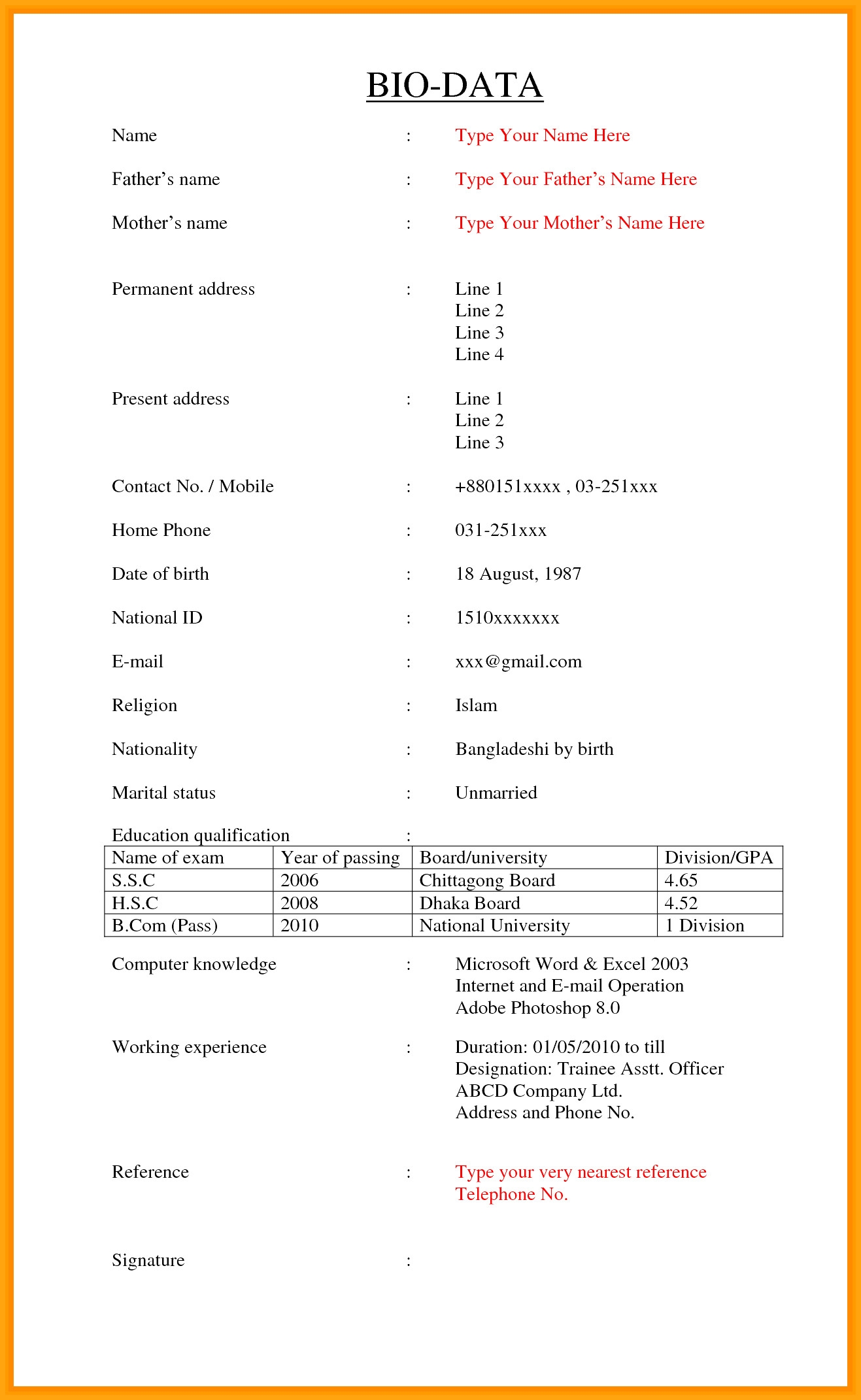 Bio Data Application Sri Lanka 11 - Books Historical inside 18 August 1987 In Sri Lanka