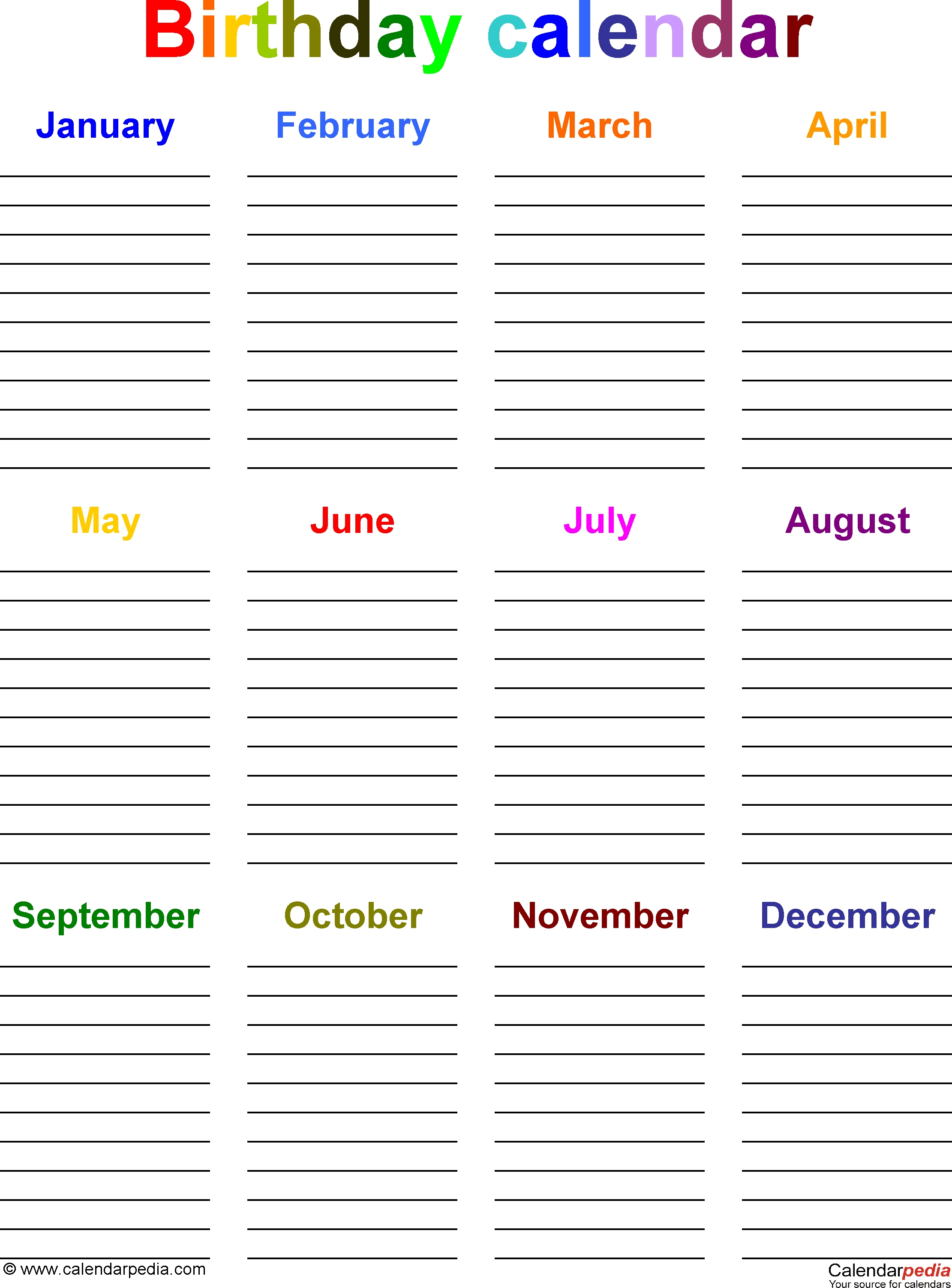 Birthday Calendars - 7 Free Printable Word Templates regarding Free Images Of Birthday Calanders