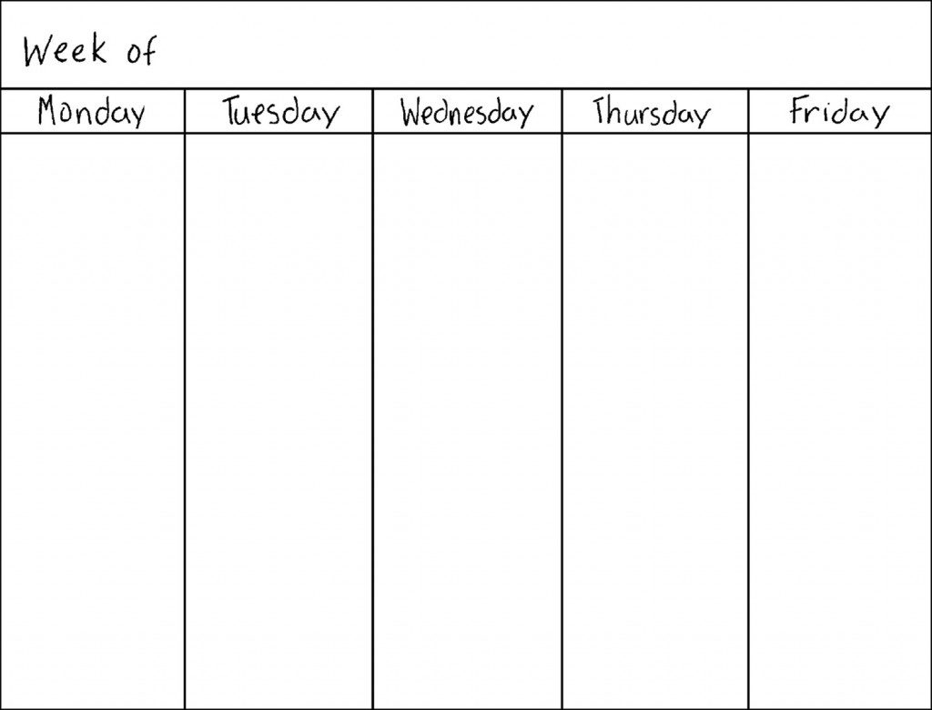 Blank 5 Day Calendar Template | Thegioithamdep regarding 5 Day Calendar Template Word