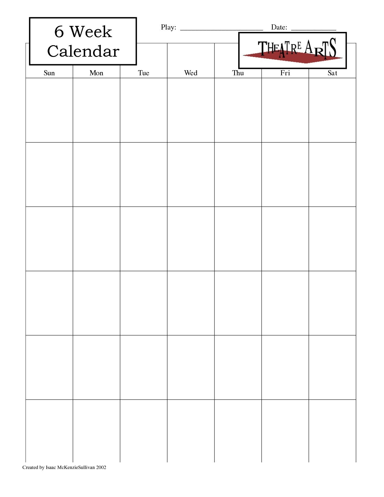 Blank 6 Week Calendar Template With Weeks 25971 Also On 6 Week intended for 6 Week Printable Blank Calendar