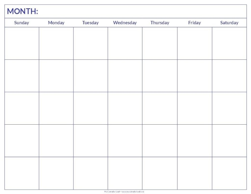 Blank 6 Week Calendar | Thegioithamdep throughout 6 Week Blank Calendar Printable